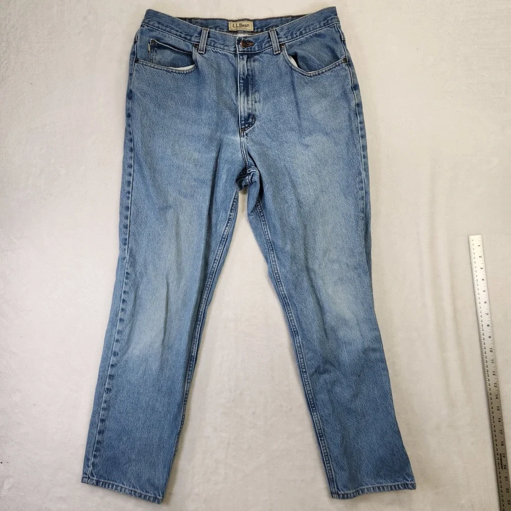 LL Bean Mens Classic Fit Straight Leg Blue Denim‎ Jeans 36x32 Medium Wash 220626